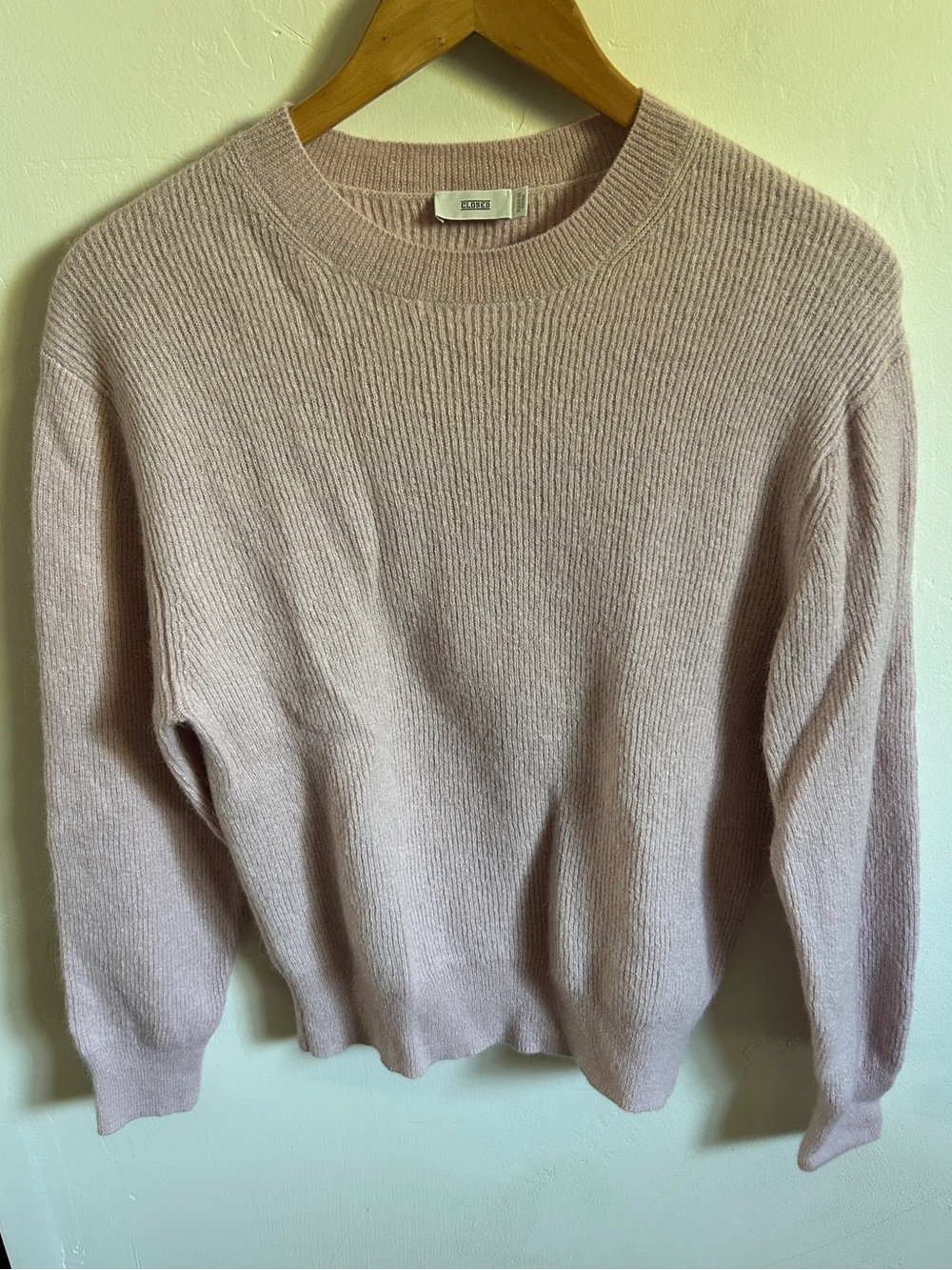 Closed Crew Neck Long Sleeve Wool Sweater